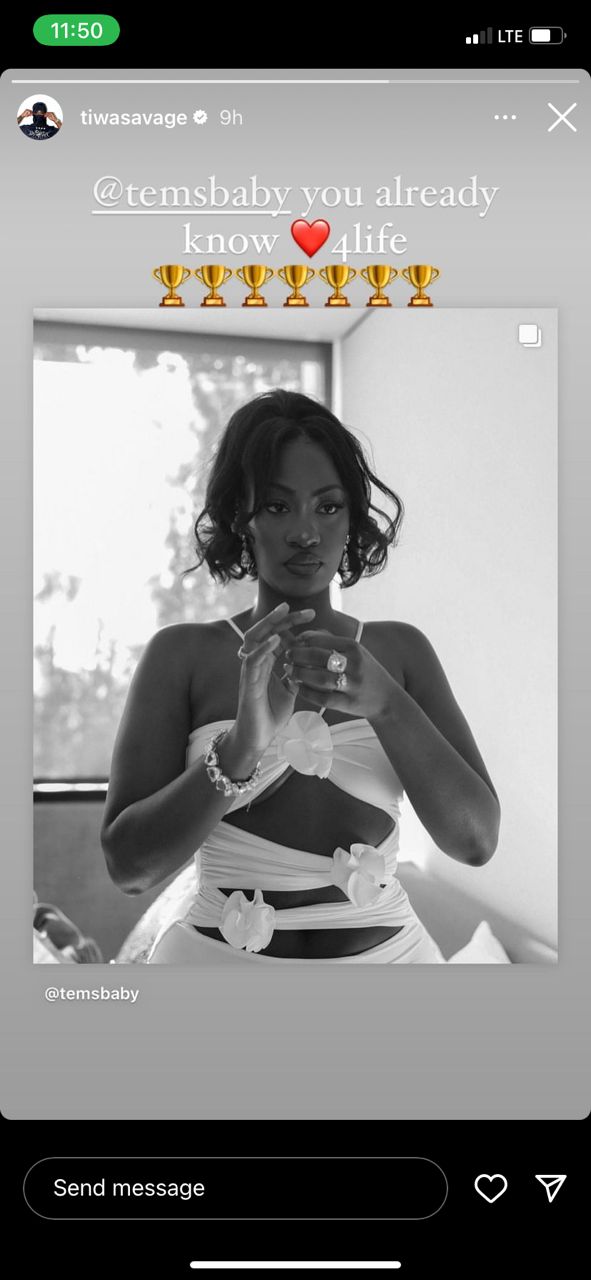Tiwa Savage congratulates Tems