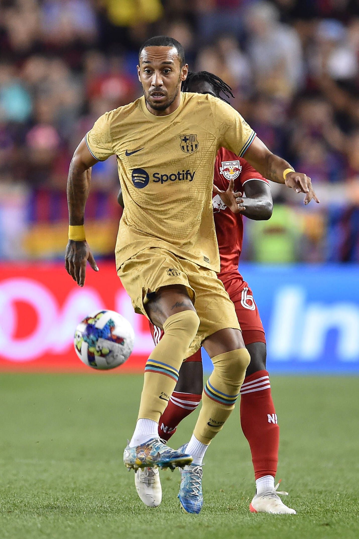 Barca forward Pierre-Emerick Aubameyang (25) in action at Red Bull Arena in Harrison New Jersey on July 30, 2022