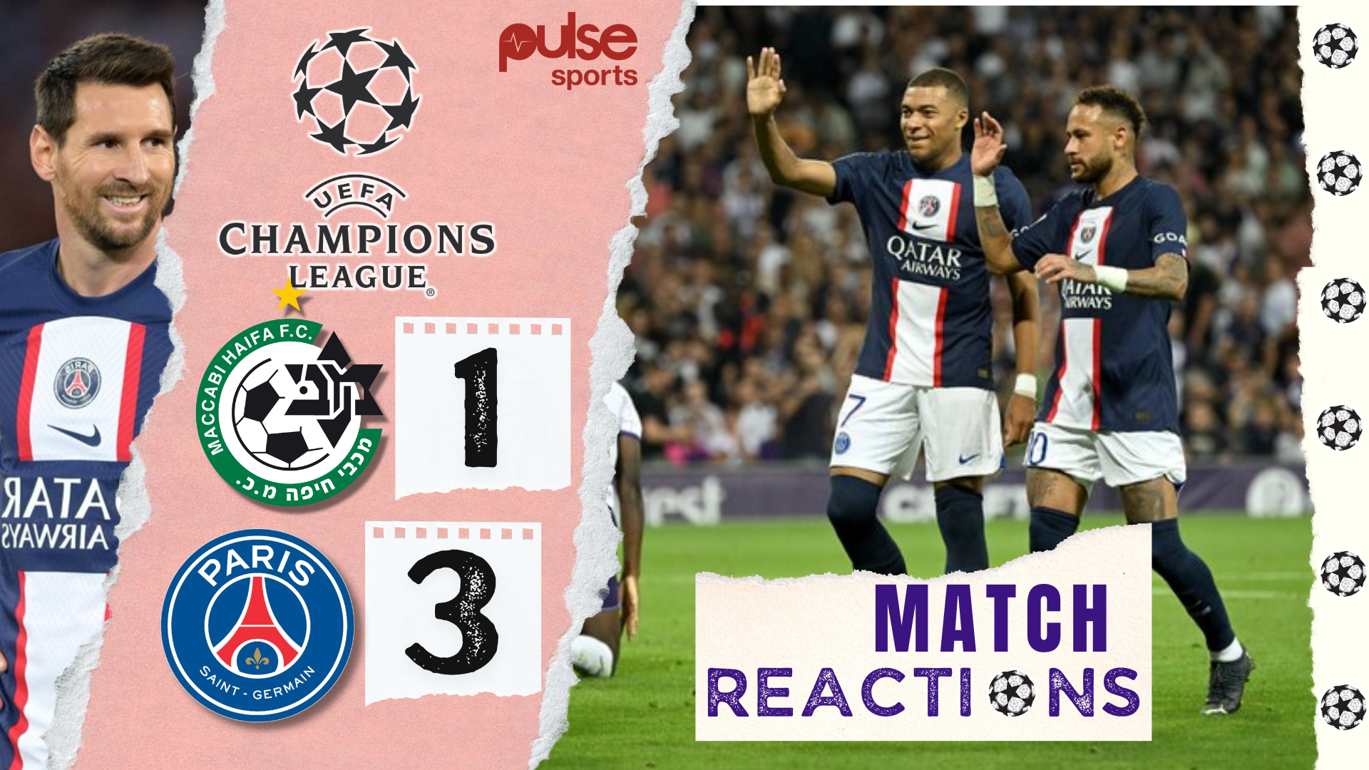 UCL Maccabi Haifa 1 PSG 3: Full time reactions