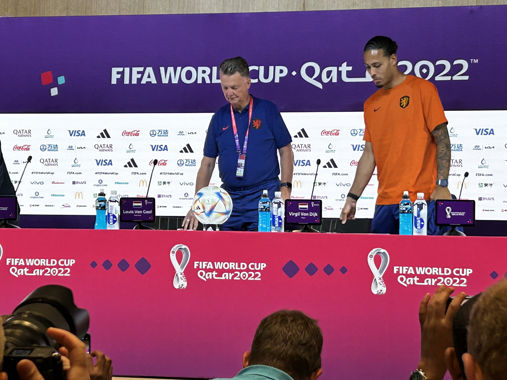 Netherlands coach Louis van Gaal and captain Virgil van Dijk