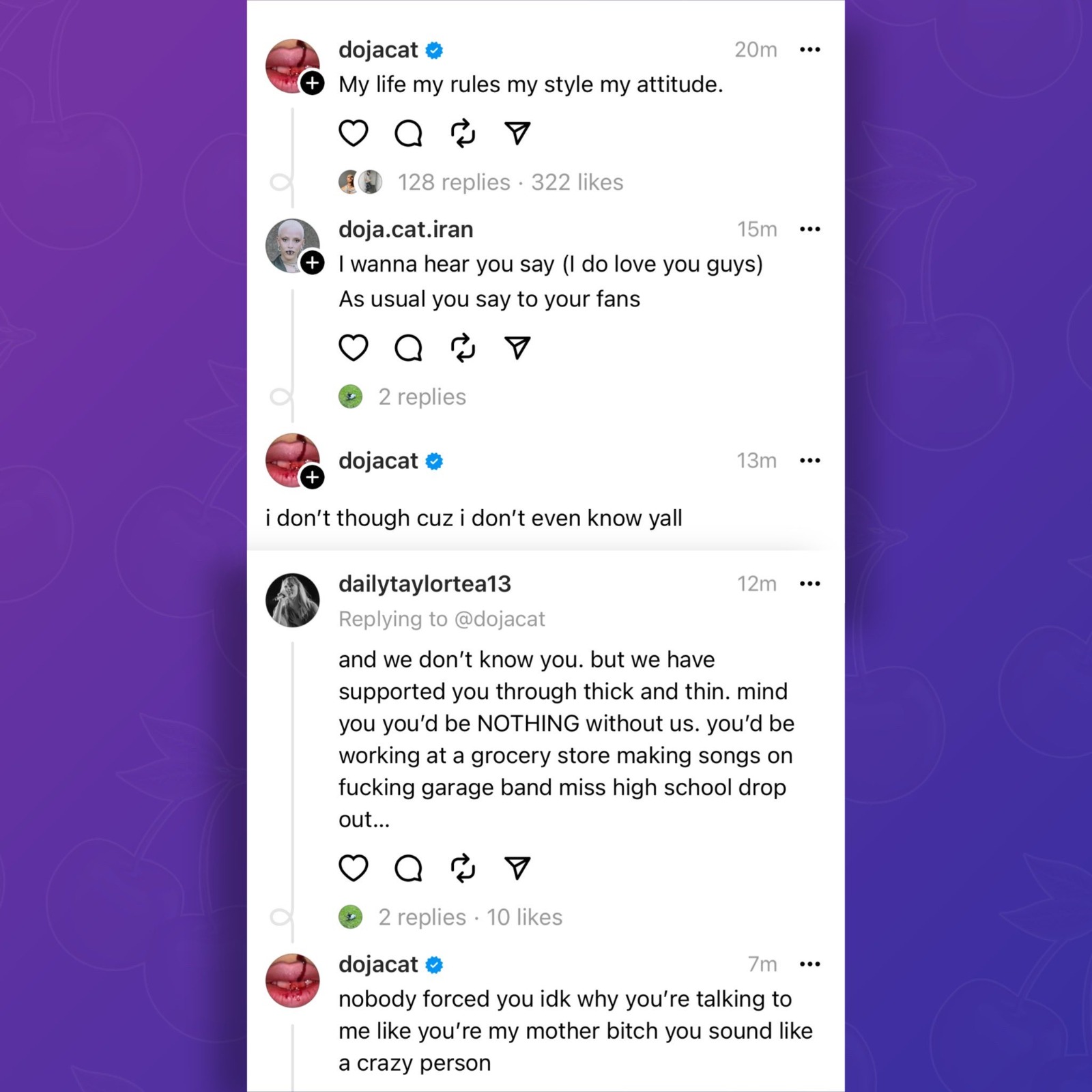 She also told her fans that she does not love them