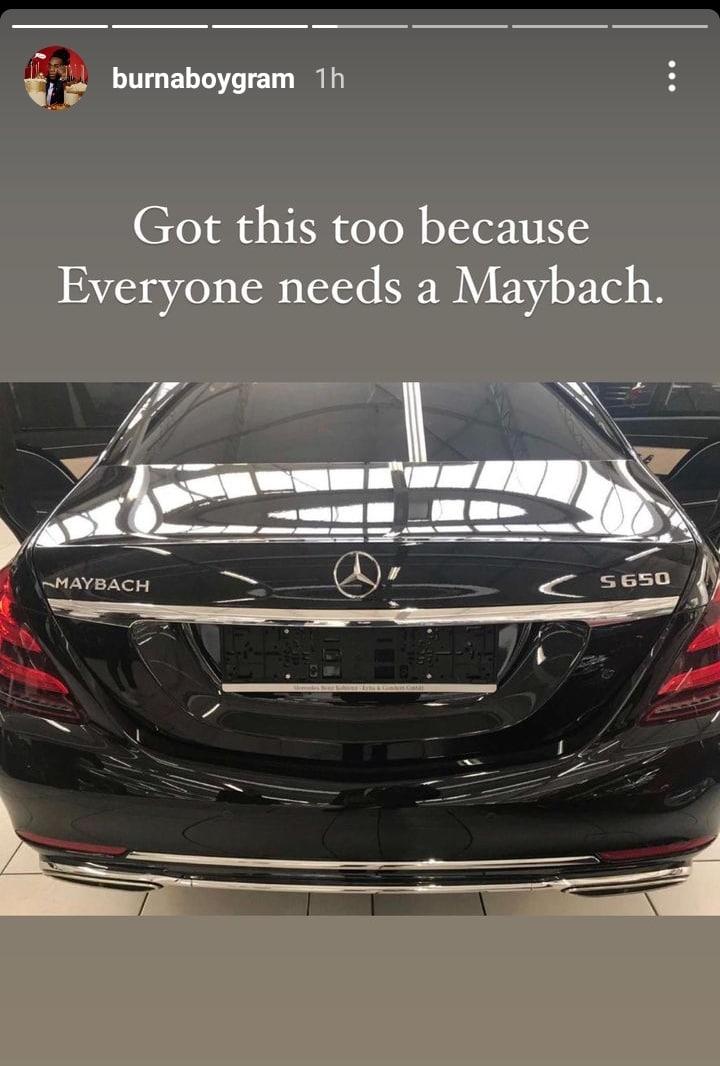 Burna Boy's new car 