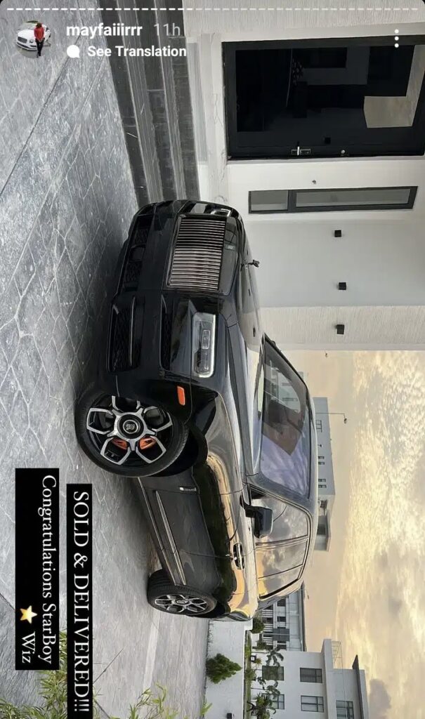 wizkid's new vehicle