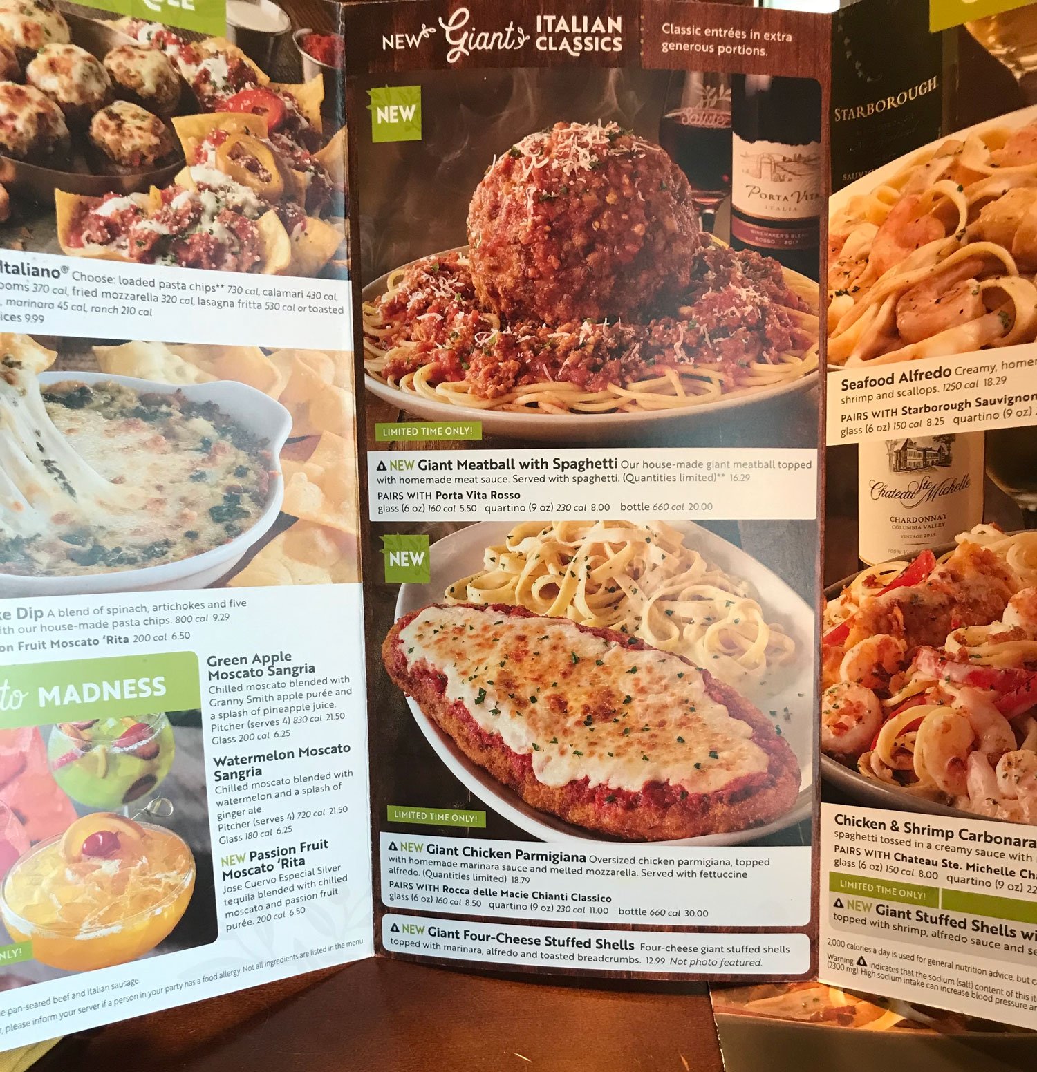 Olive Garden S New Giant Food Menu That Features A Massive