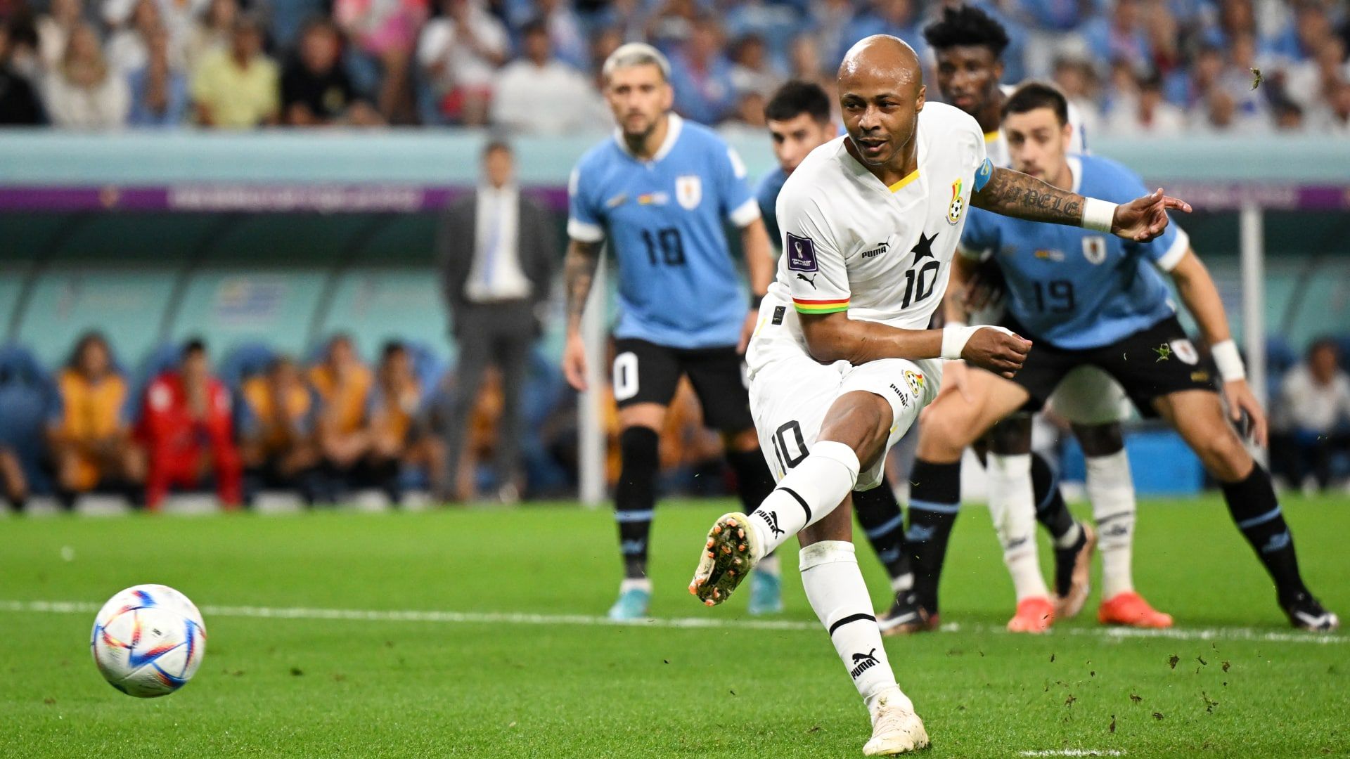 Andre Ayew missed a crucial penalty against Uruguay as Ghana crashed out of the World Cup