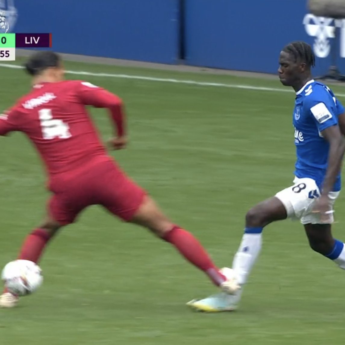 Van Dijk was issued a yellow card for his nasty tackle on Onana in the Merseyside derby on Saturday