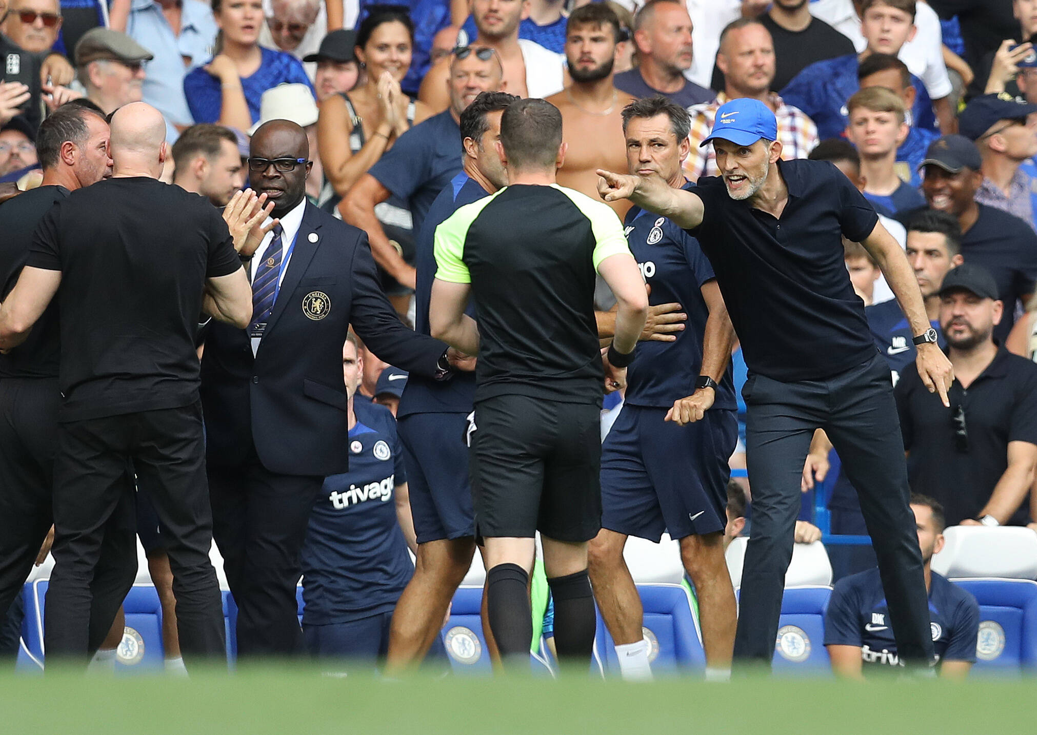 Thomas Tuchel was involved in a heated exchange with Antonio Conte during the London derby on Sunday night