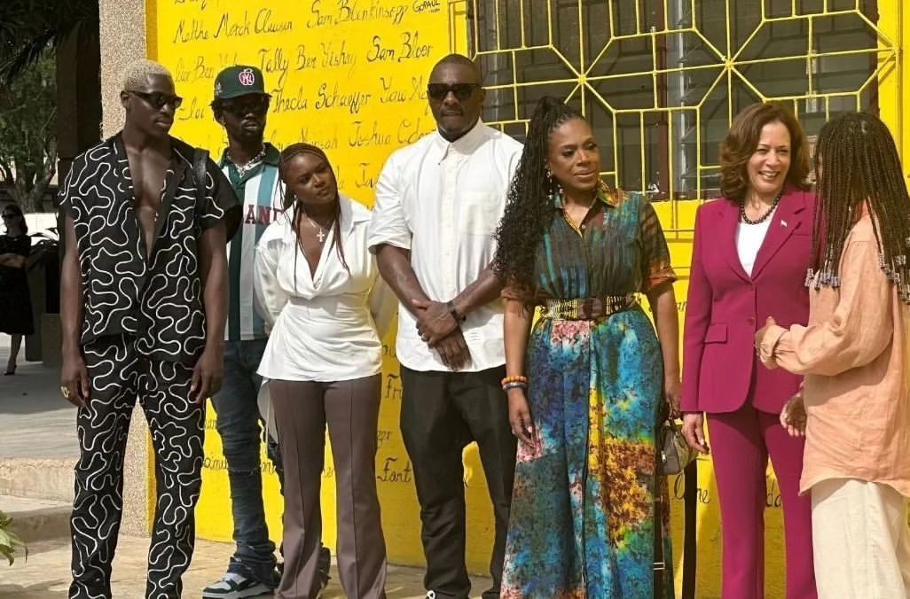 Kamala Harris meets Idris Elba, Black Sherif as if she tours Accra\'s creative studios