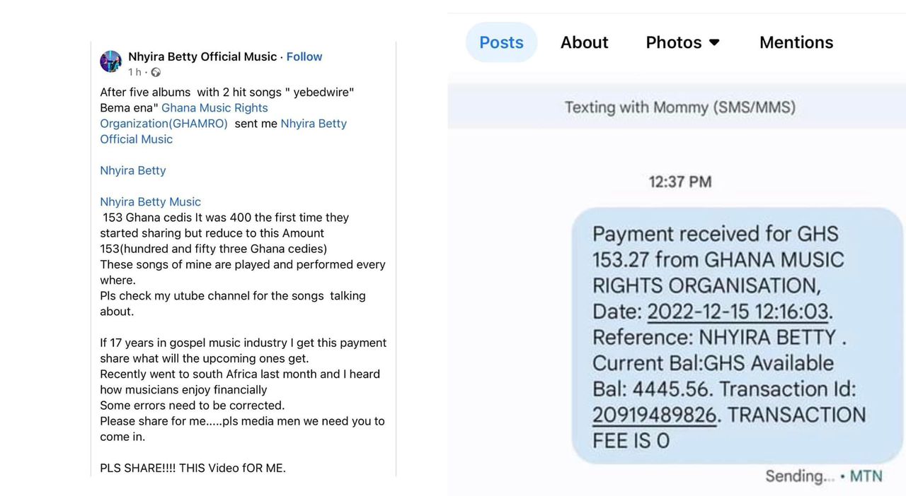 Musician in shock as GHAMRO sends her GH153 MOMO as royalties from her music