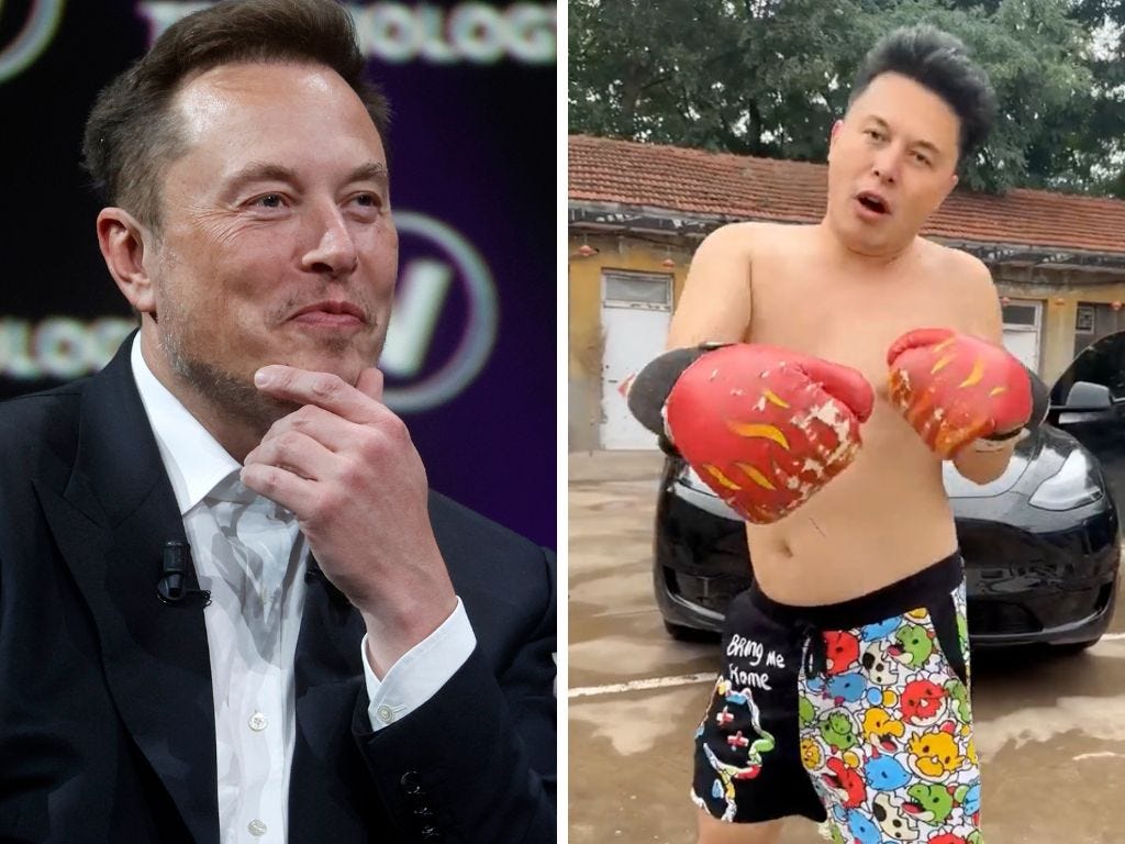 Elon Musk's Chinese doppelgänger posted a new shirtless boxing