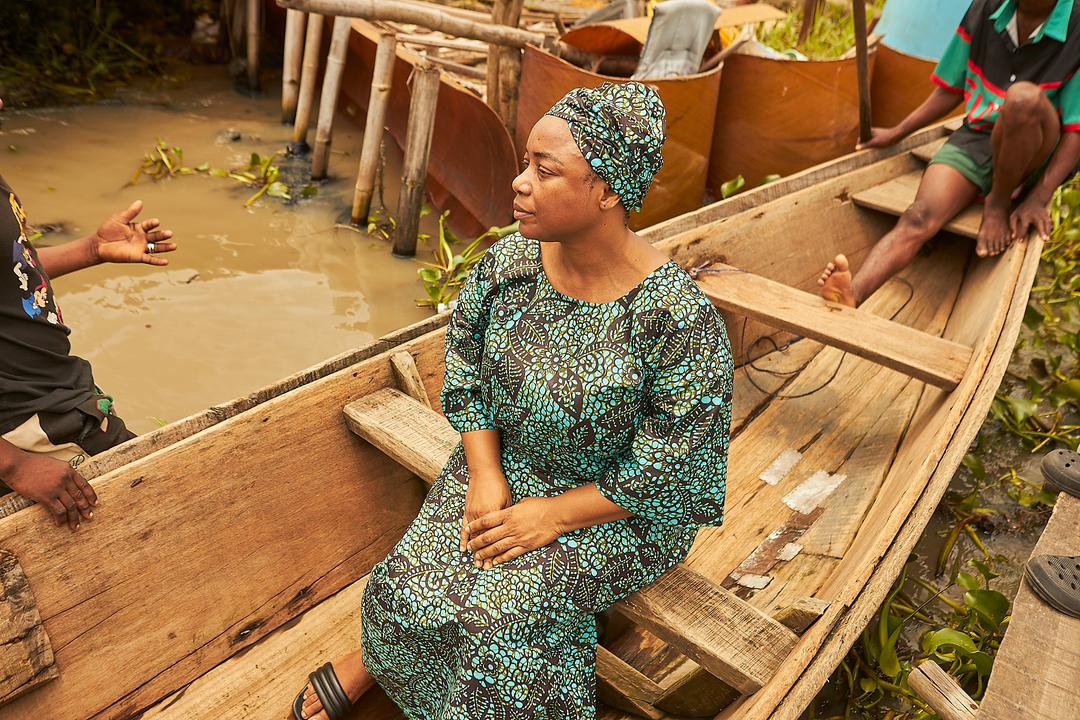 Stills of Bimbo Akintola on set of Anjola. [Shock.Ng]