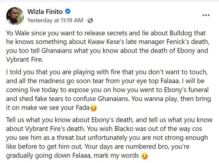 Former ‘SM’ member exposes Shatta Wale over Ebony\'s death