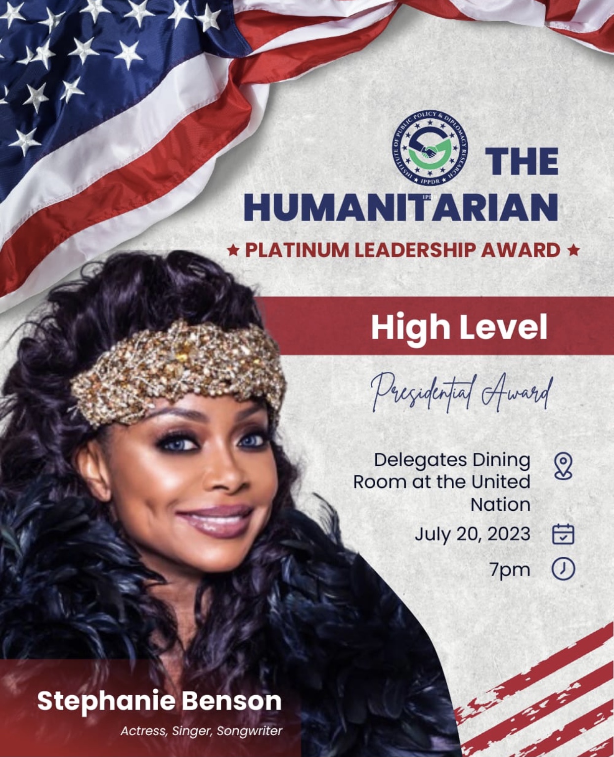 Stephanie Benson to perform at UN’s Humanitarian Platinum Leadership Awards