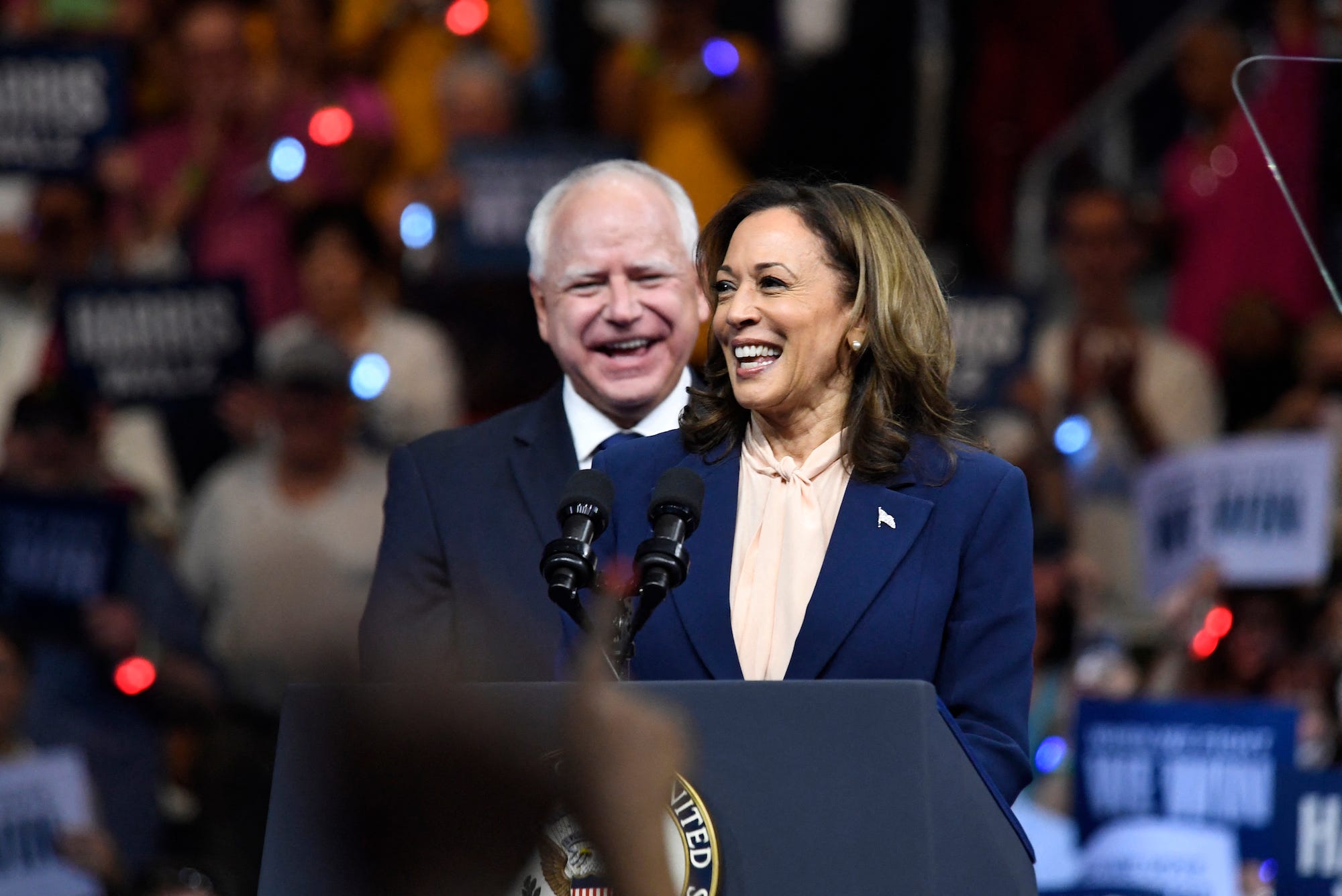 Kamala Harris and Tim Walz.Matthew Hatcher/AFP via Getty Images