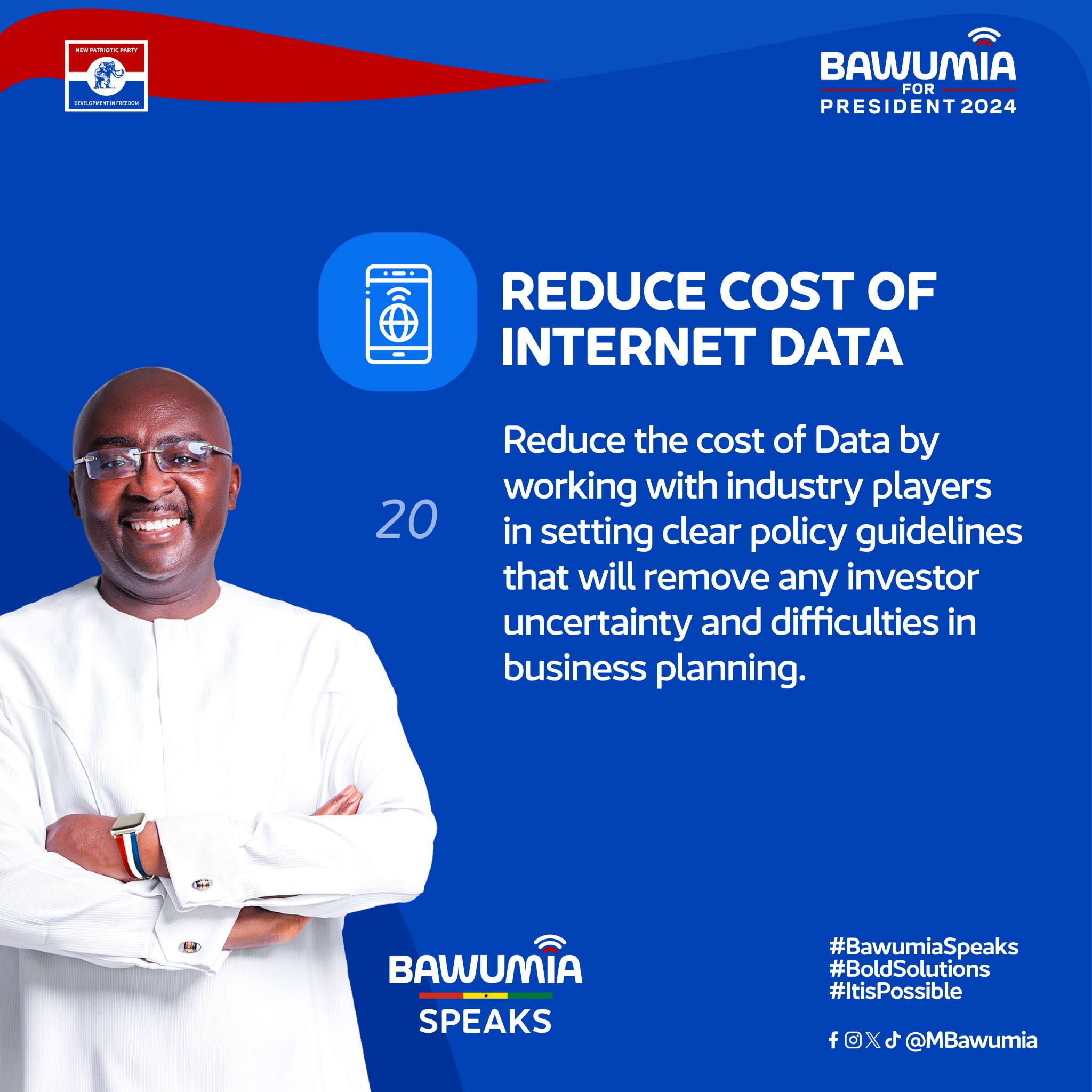 Bawumia promises to reduce the cost of internet data for Ghanaians if…