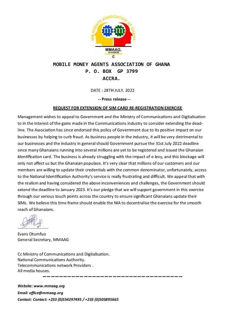 MoMo agents plead with gov\'t to extend SIM card re-registration to January 2023