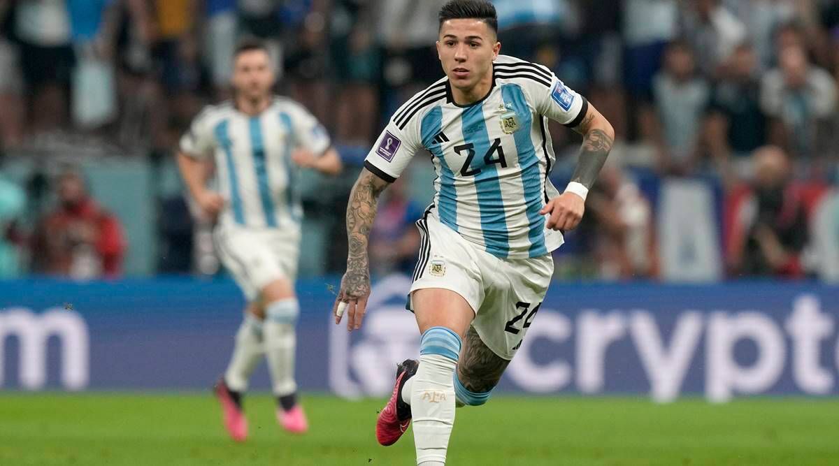 Enzo Fernandez in action for Argentina at the World Cup