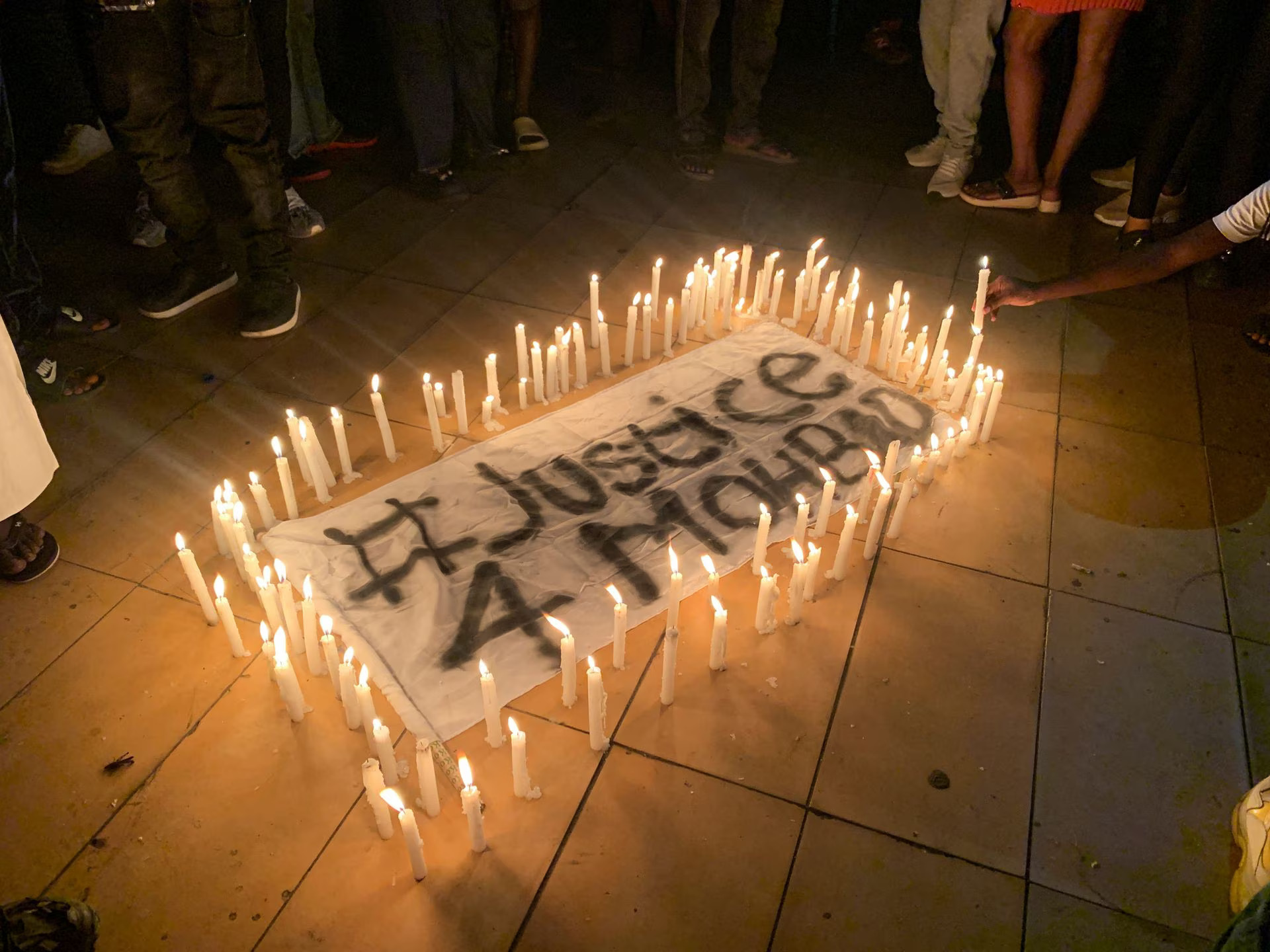 People gather to protest for justice over death of late Nigerian singer, Mohbad, in Lekki, Lagos, Nigeria September 21, 2023 [Reuters/Seun Sanni]