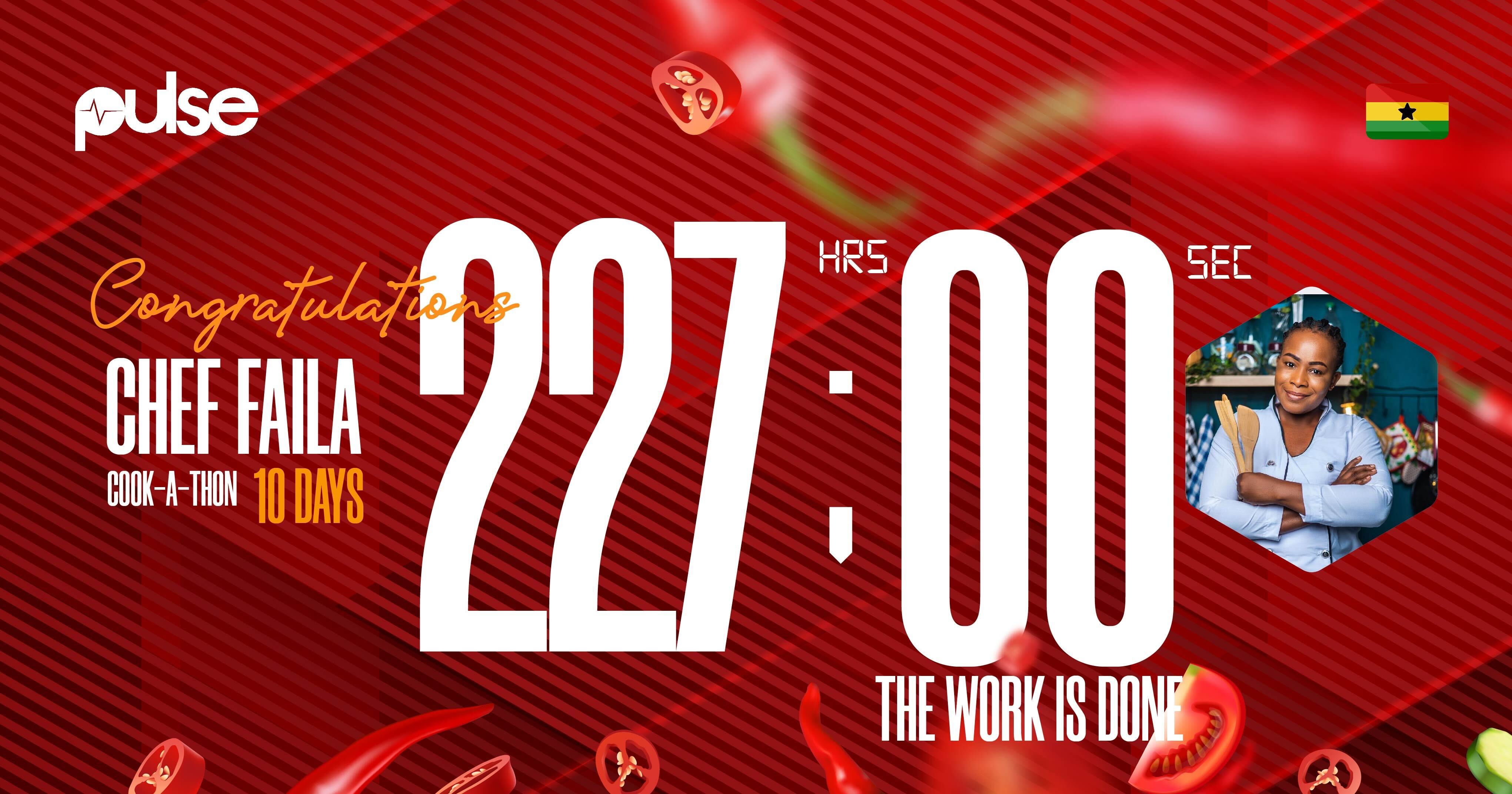 Faila ends GWR cook-a-thon at 227 hours