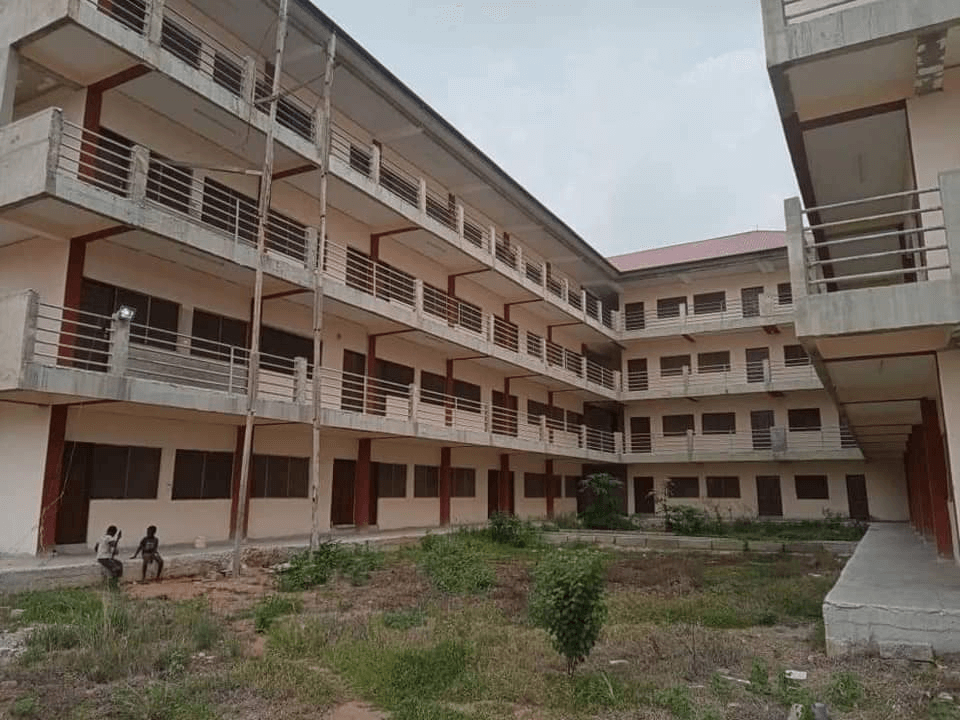 Abandoned E- block project left to rot in the bush at New Edubiase Apagya