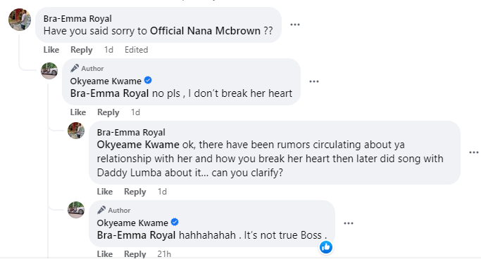 I didn\'t break Nana Ama Mcbrown\'s heart - Okyeame Kwame tells curious fan