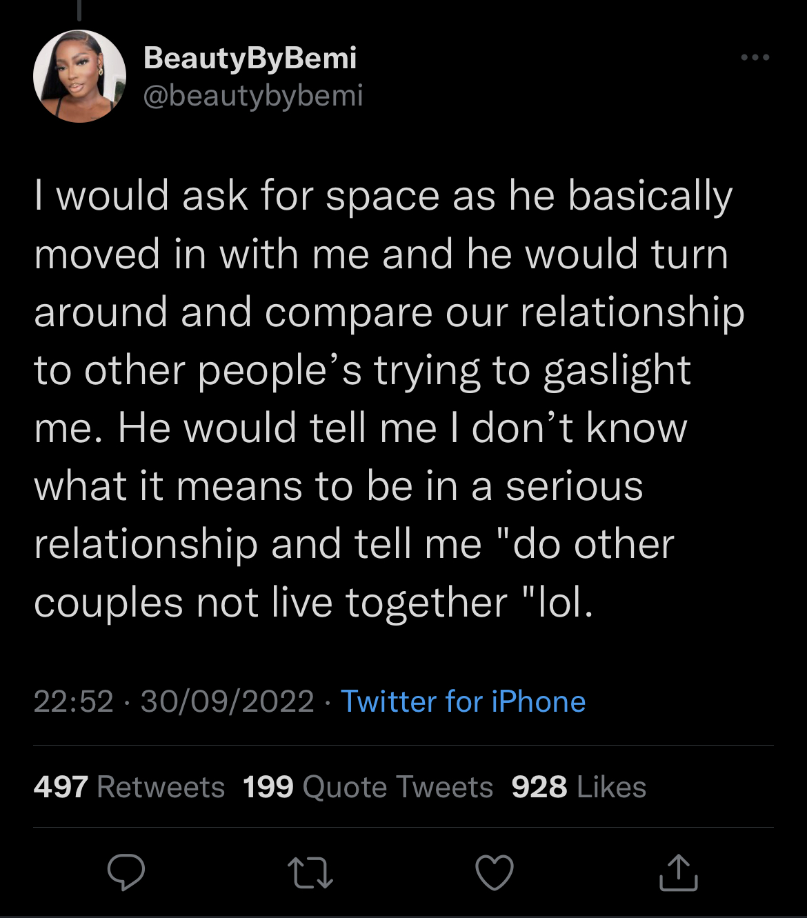 Beauty By Bemi tweets accusing Sheggz of abuse [Twitter/beautybybemi]