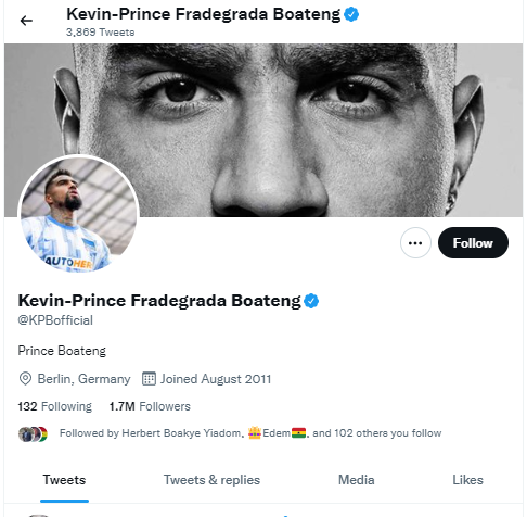 Kevin-Prince Boateng's Twitter page 