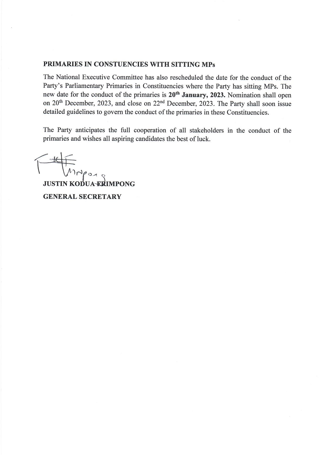 NPP set December 2 for Extraordinary Constituency Delegates Conference