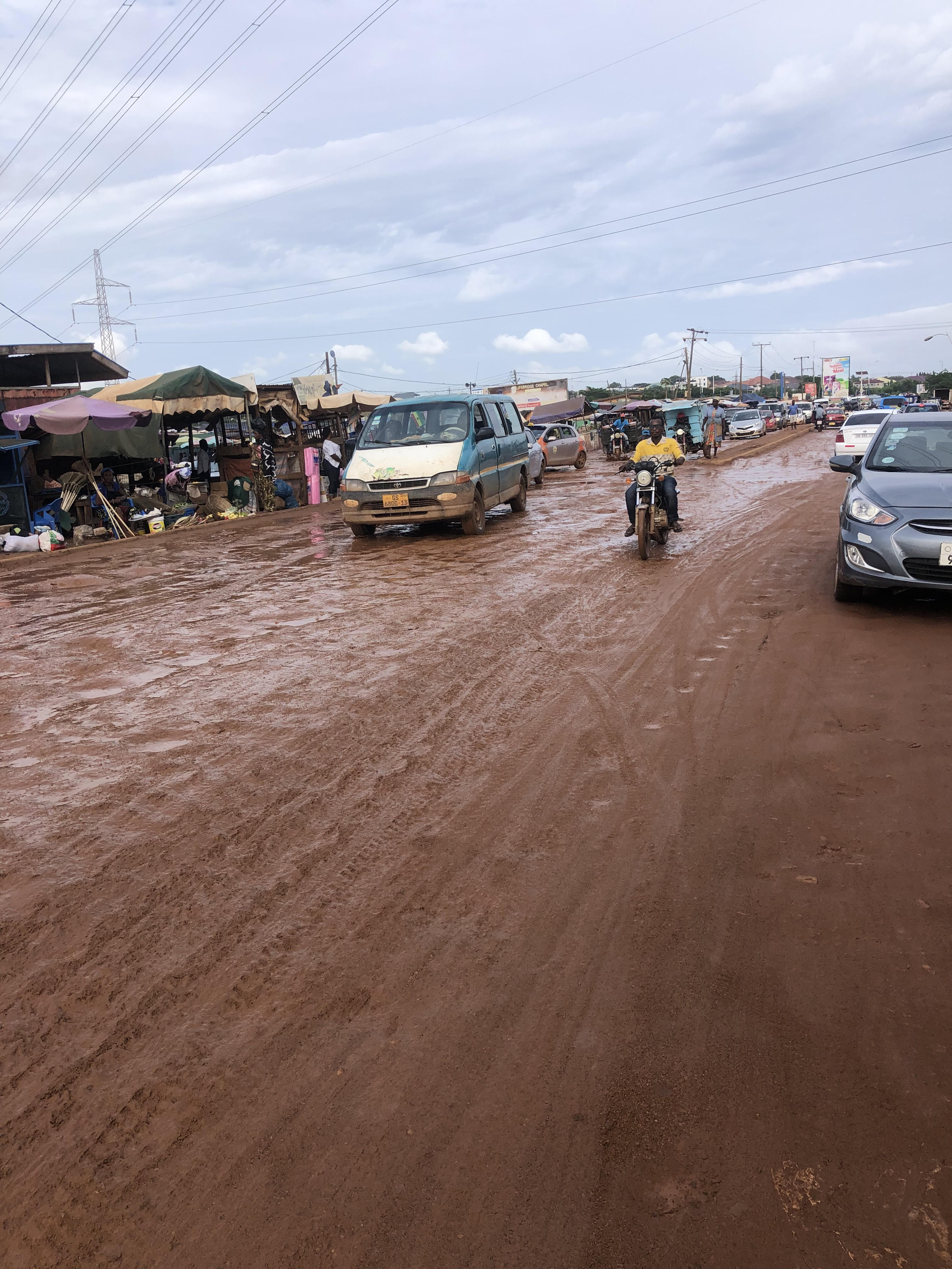 Photos: Deadly potholes take over Adjei Kojo roads as residents cry