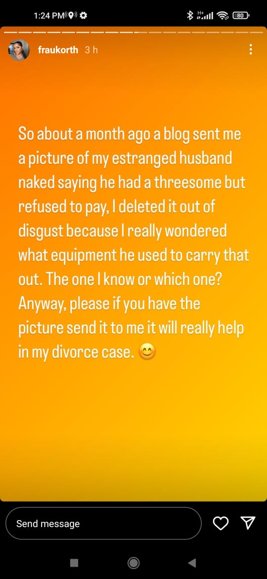 Her post alleging that Sina had a threesome with other women