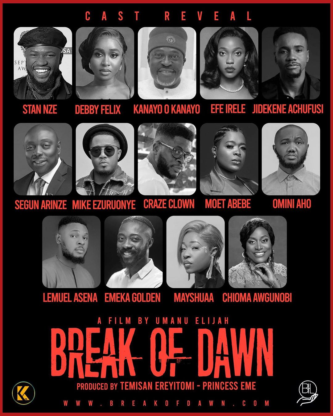 Official cast reveal for the upcoming movie 'Break of Dawn' [Instagram/Umanu Elijah]