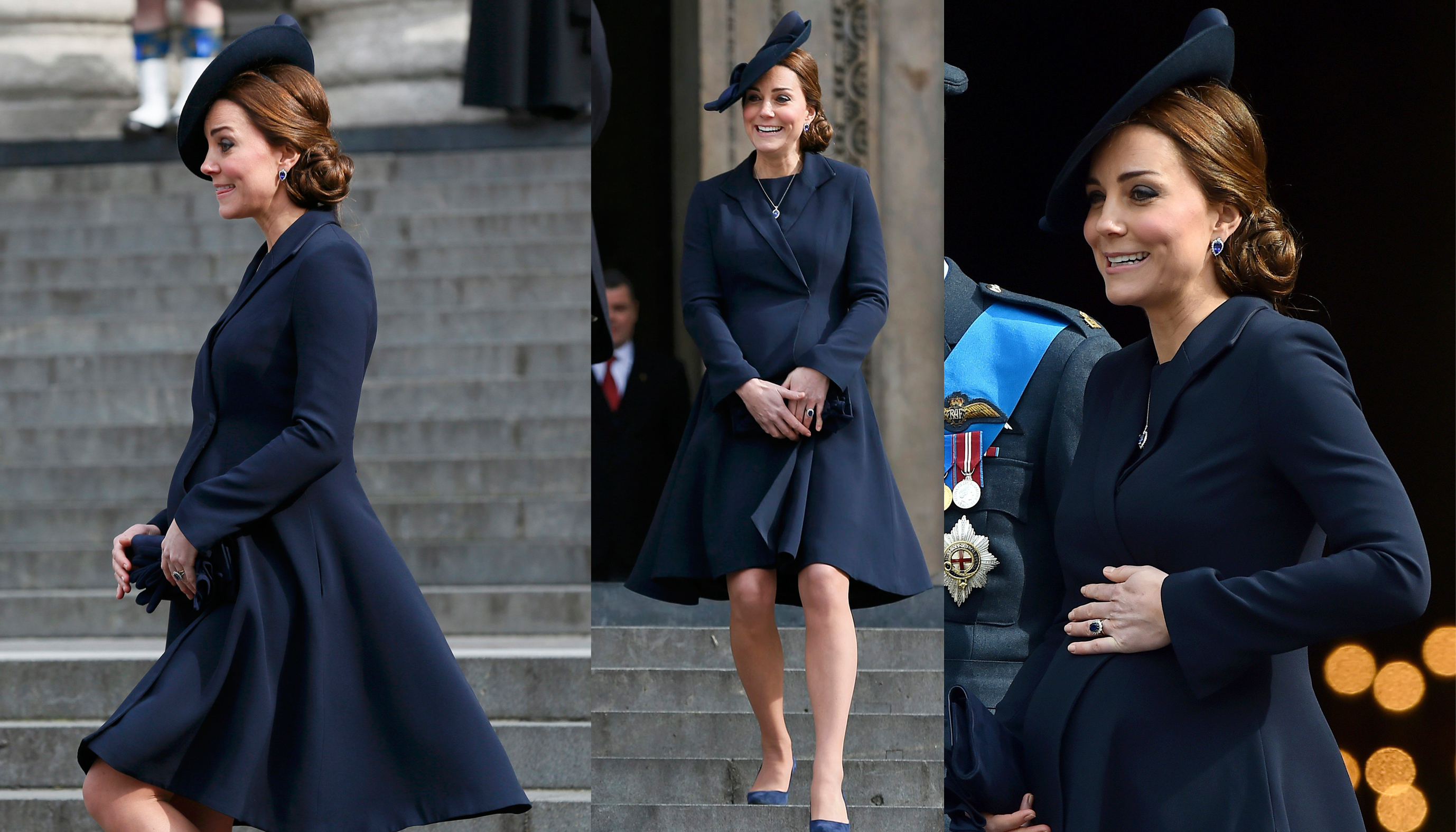 Księżna Kate w granatowym płaszczyku