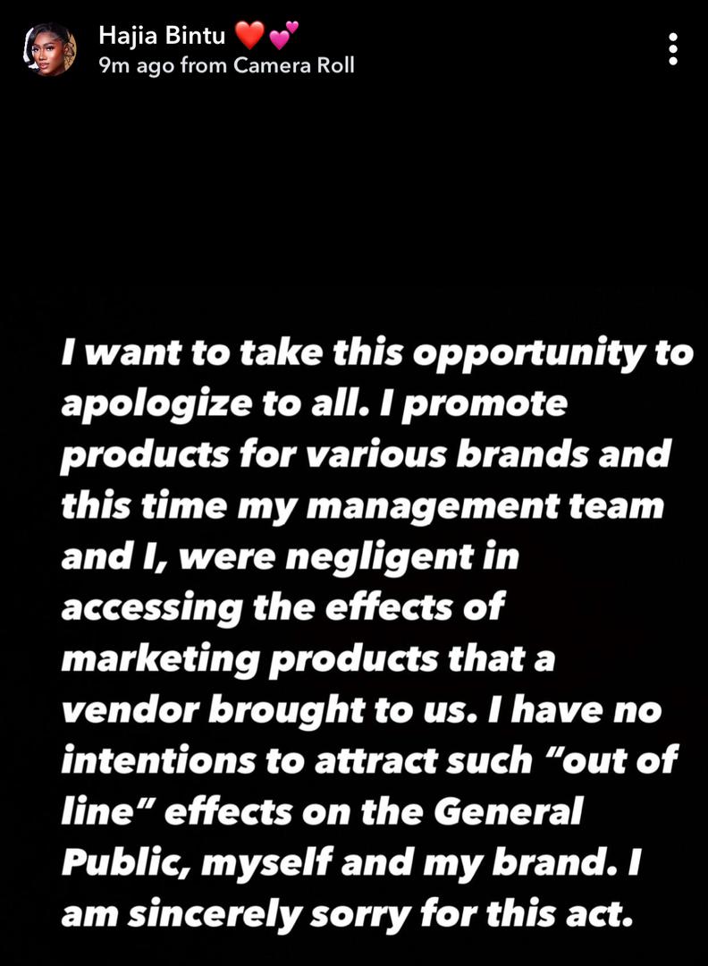 Hajia Bintu breaks silence on backlash over \'kayan mata\' advert with an apology