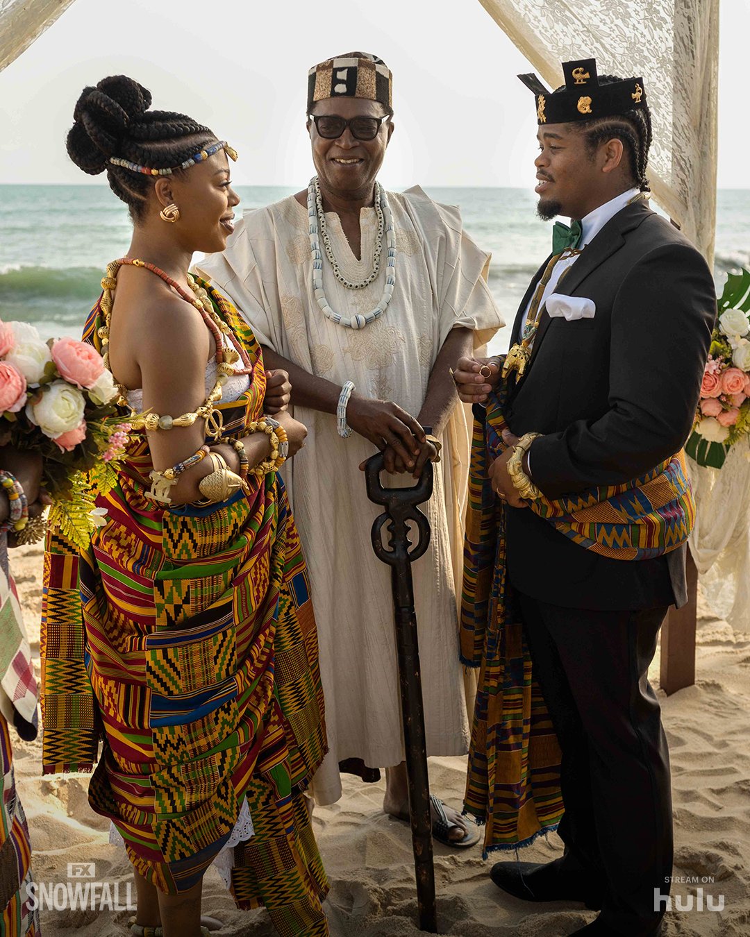 Snowfall: Popular American series features David Dontoh with lead stars in Ghana Kente