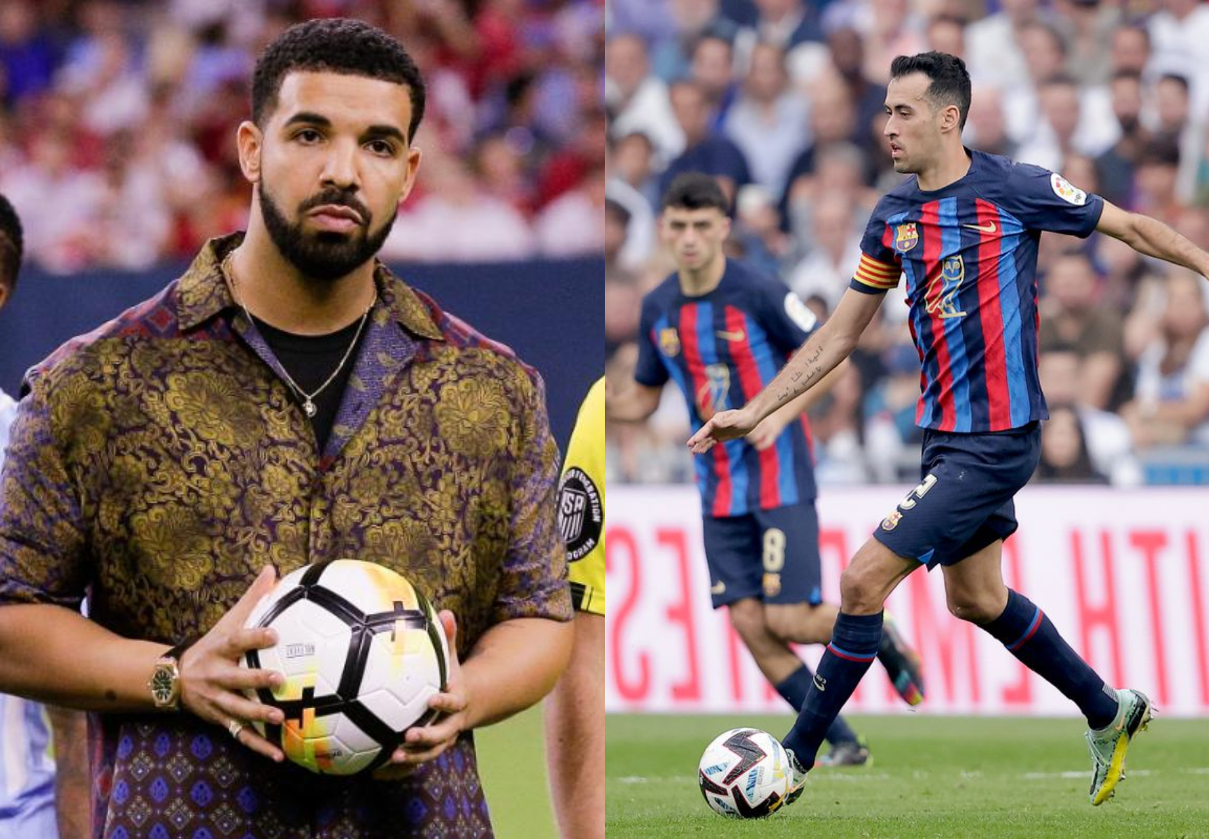 Drake and a huge three million bet if Barça and Arsenal win