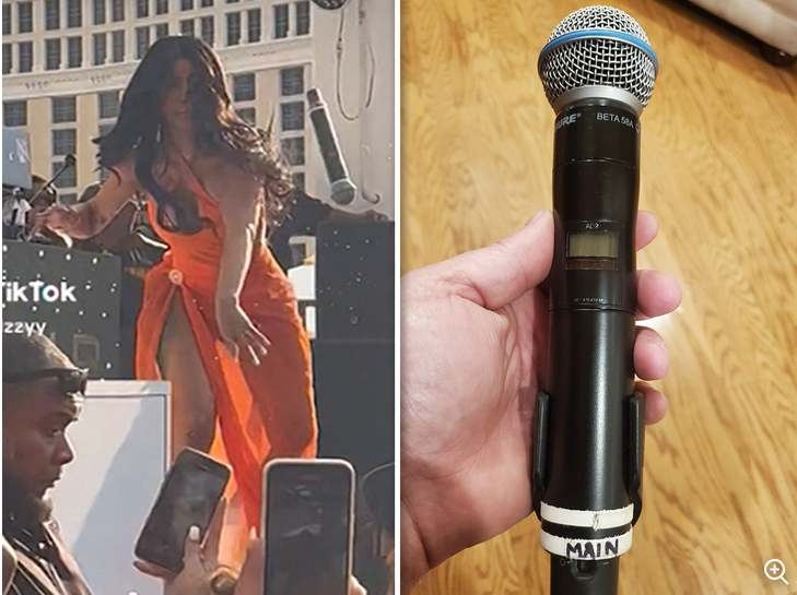 The mic Cardi B threw at a Vegas concertgoer is for sale on EBay [TikTok/@j_blizzyy/Scott Fisher]