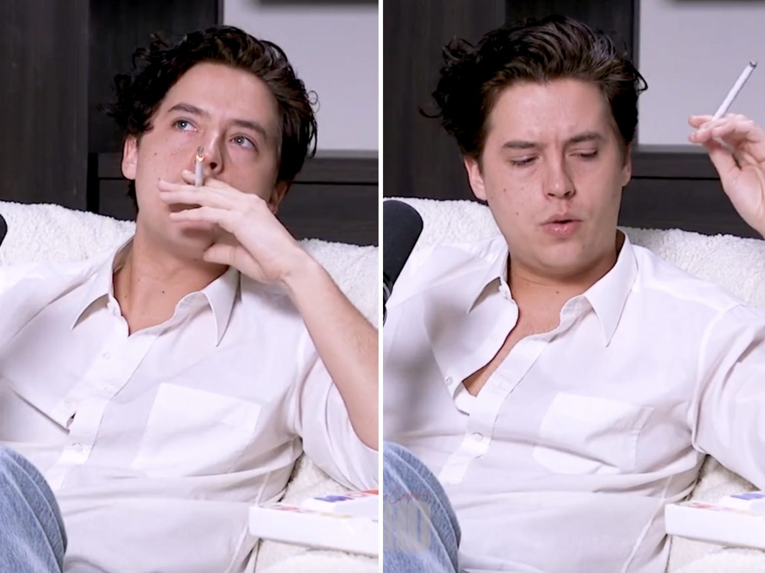 cole sprouse cigarette podcast Riverdale' star Cole Sprouse pretentiously puffed on a cigarette during a  podcast taping and now it's become a meme
