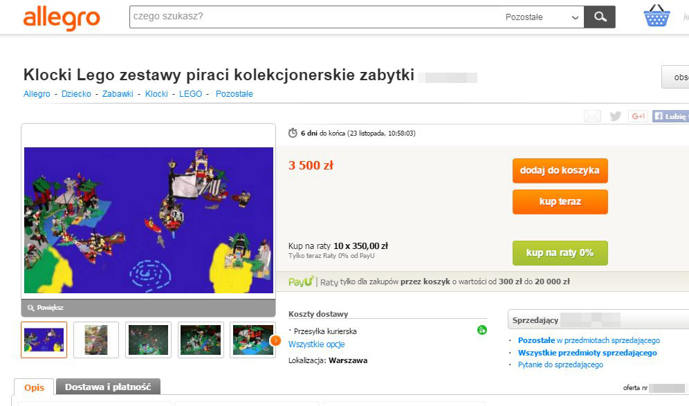 Aukcje Internetowe Klocków Lego