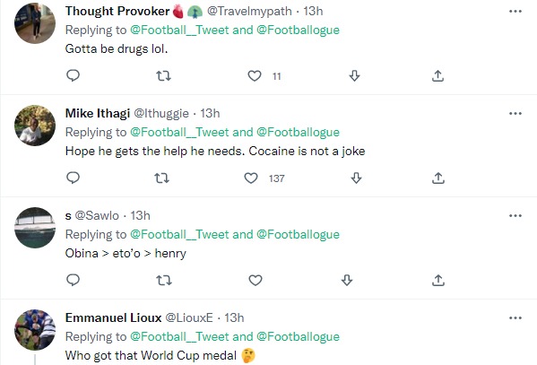 Fans react on social media after Samuel Eto\'o claims Thiery Henry was \'not on his level\' as a player