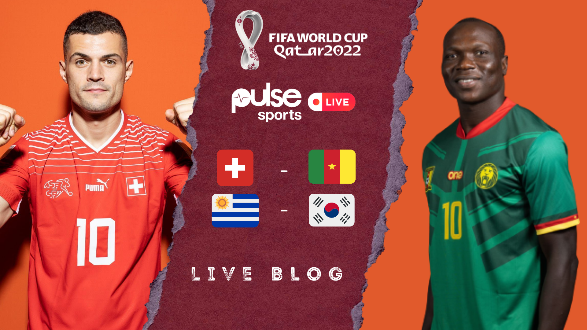 Switzerland vs Cameroon, Uruguay vs South Korea live