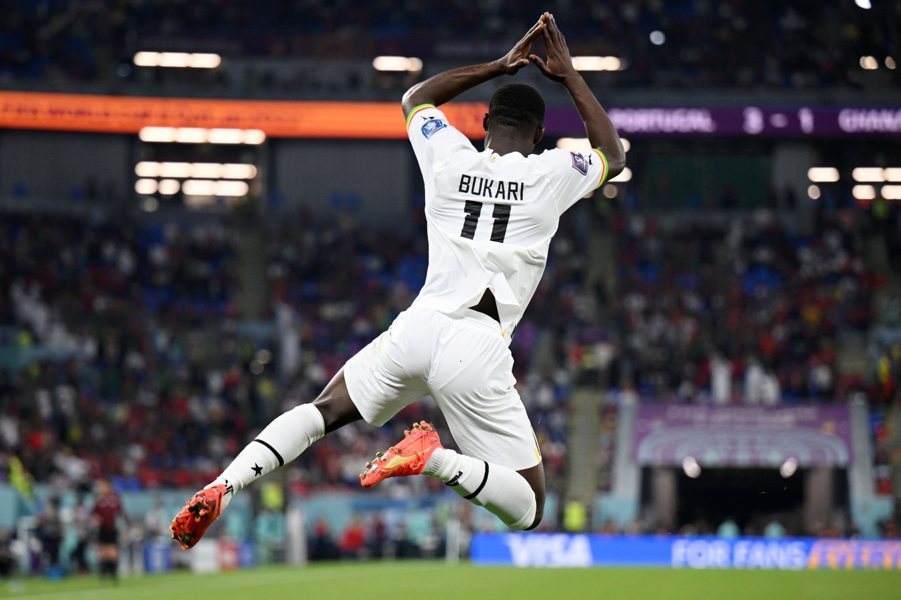 Osman Bukari celebrates goal for Ghana with Ronaldo’s Siuuuuu