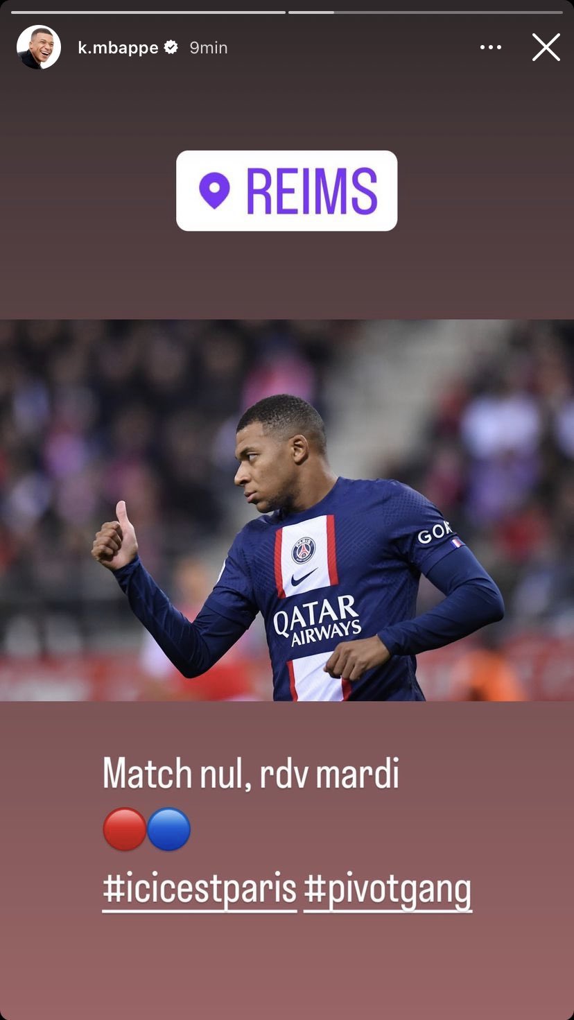 Kylina Mbappe deleted a post in his Instagram story