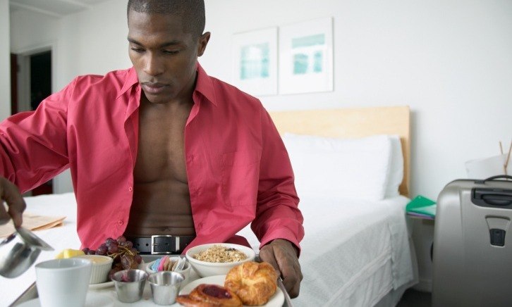 Man eating breakfast