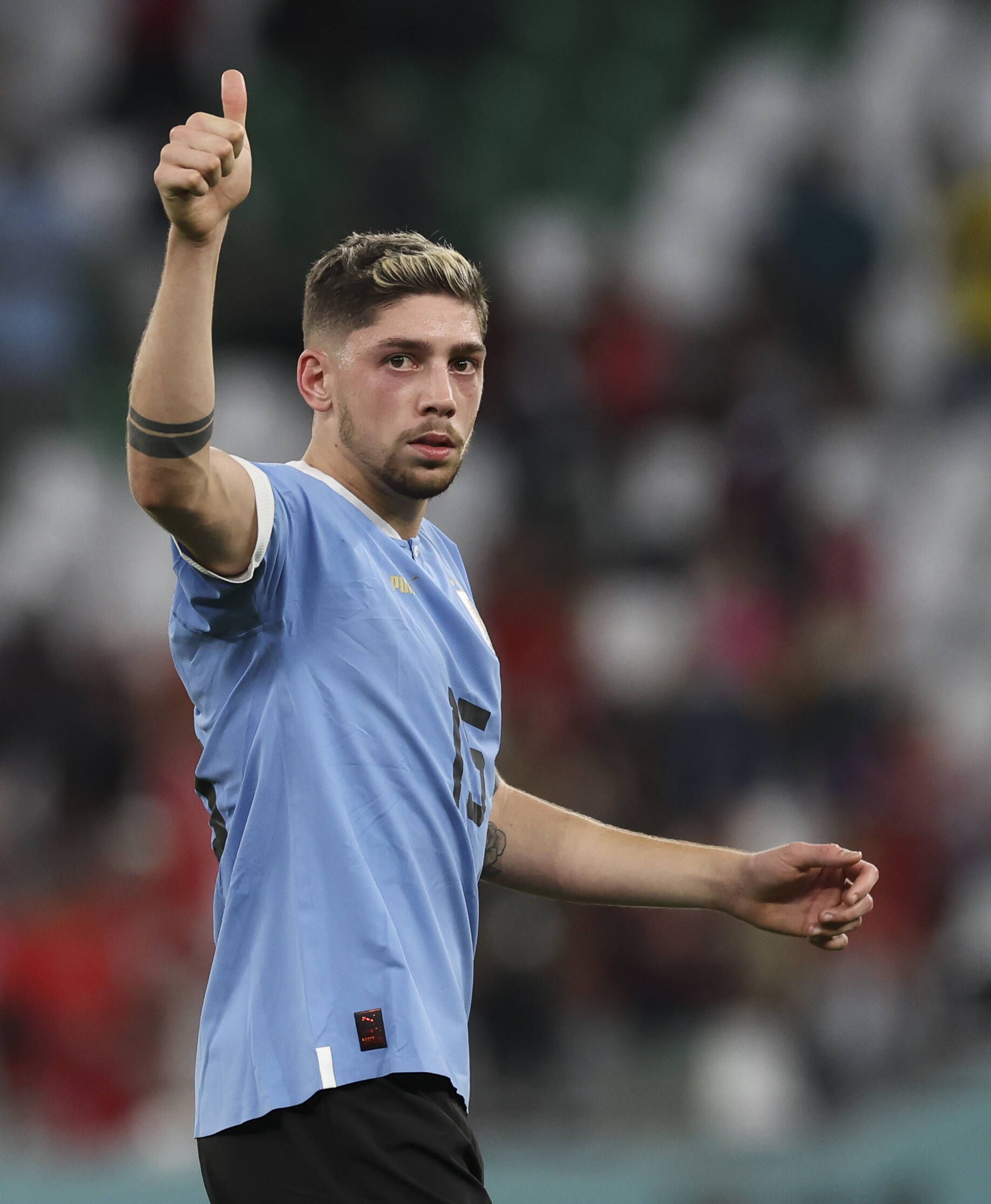 Federico Valverde of Uruguay is at full-time of their match against South Korea on November 24, 2022.