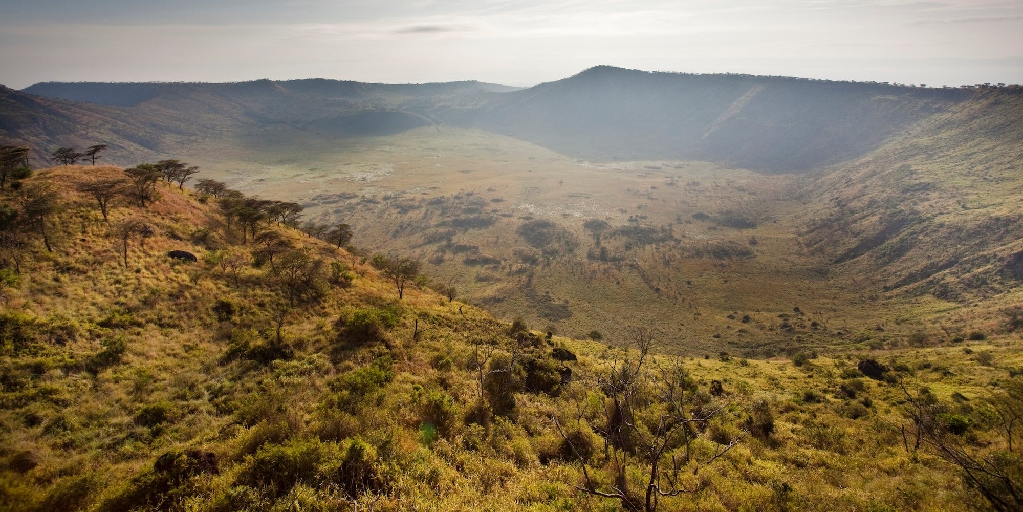 The Crater Area in Queen Elizabeth National Park with view of the Rwenzori (Ruwenzori) Mountains