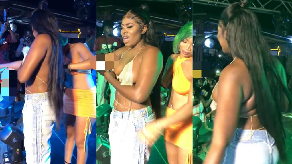 Yaa Jackson shows off her boobs during performance on stage (Video)