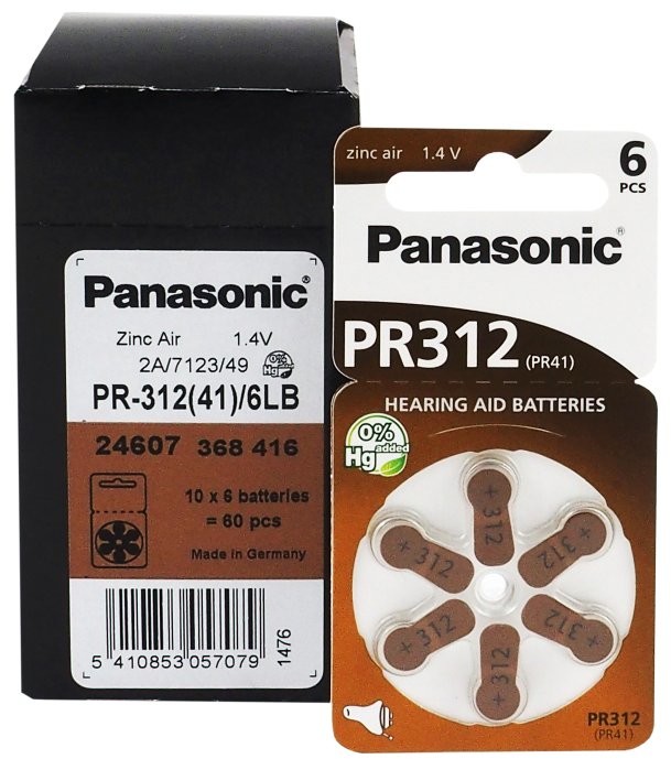 Panasonic 120 x baterie do aparatów słuchowych 312 PR312 PR41