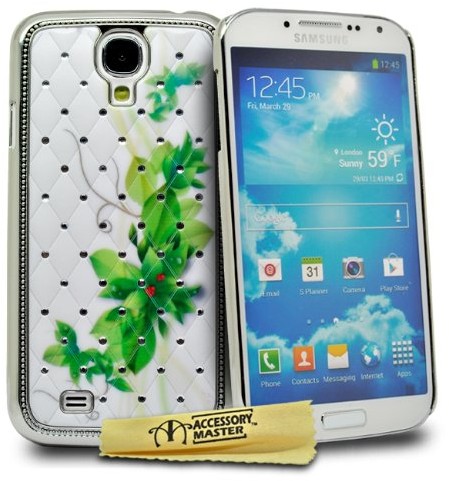 Samsung Accessory Master 5055716333817 Phantasie Blume Diamant-Harter Fall Tasche für Galaxy S IV i9500 grün