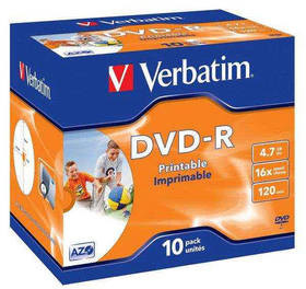 Verbatim Dysk DVD-R 4.7GB 16x do nadruku 10 szt 43521)