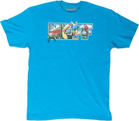 Neff T-shirt męski TOUCAN JUNGLE SS TEE/TURQUOISE